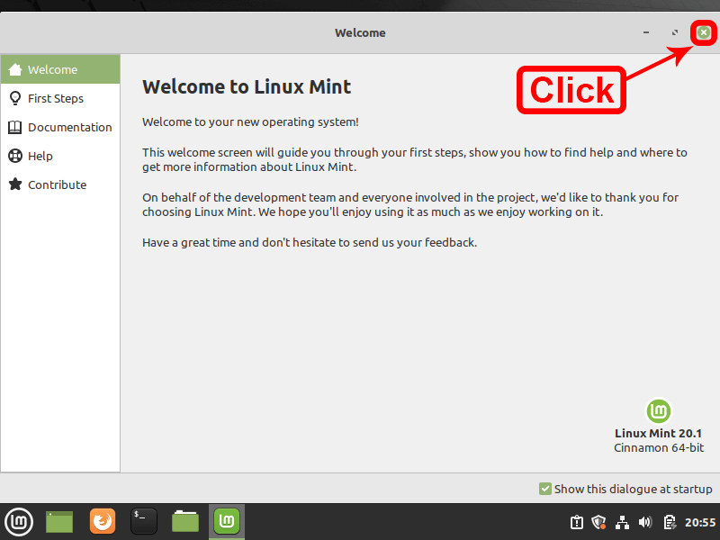 Linux Mint Welcome screen