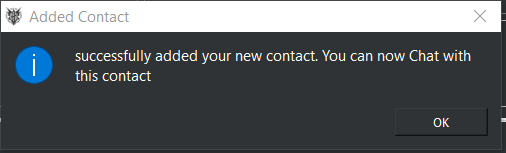 HushChat &quot;Added Contact&quot; popup window
